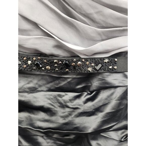 Express Womens Cocktail Dress Size 8 Gray Black Flat Ruffle Sleeveless Beaded - Picture 3 of 9